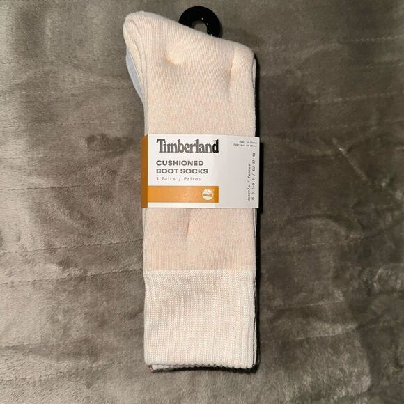 Timberland Beige Burgundy Gray W6.5-9.5 Knit Cushioned Boot Socks 3 pk - Picture 2 of 11